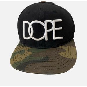 Dope, Adjustable Black and Camouflage Dope Baseball Hat